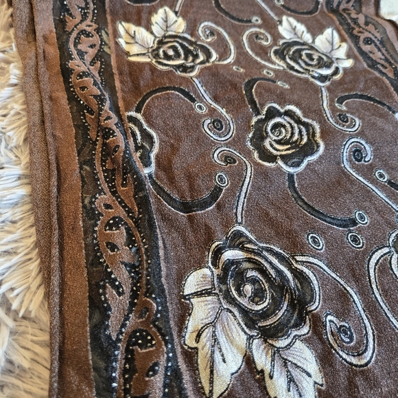 Brown and Black Long Scarf - Picture 4 of 11